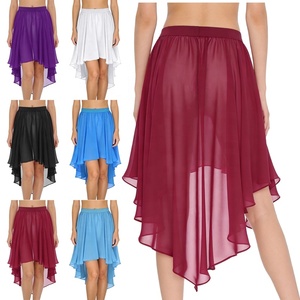 Falda de baile asimétrica de gasa transparente para mujer, falda de práctica de danza lírica y jazz, ropa de baile para actuaciones en escenario, hecha a medida - Product Image 1