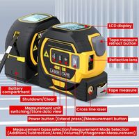 Télémètre Laser Infrarouge Portable 3 en 1, Mesure de Distance 40M avec Contrôle de Rétraction, Ligne Croisée Verticale, ABS/Aluminium