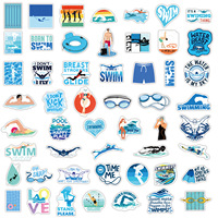 50 Pegatinas Motivacionales para Atletas de Natación, Calcomanías de Vinilo con Diseño Deportivo, Pegatinas Impermeables para Regalo de Equipo de Natación