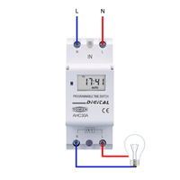 TOMZN Nouveau type de relais temporisé numérique programmable sur rail DIN monophasé 7 jours, contrôle par minuterie AC 110V/220V 12V/24V/48V 16A CE