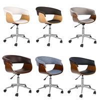 Chaise de bureau ergonomique de style contemporain pour la maison et le bureau, confortable, pivotante, en cuir PU, en tissu, en bois, avec fonction de levage