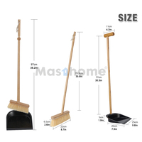 Masthome-Juego de escoba y recogedor de bambú respetuosos con el medio ambiente, 4 filas, cerdas de Mascota de alta resistencia, con recogedor de hierro