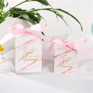 Sweet Ribbon Wedding Favour Boxes Large and Small Sizes Box Candy for Wedding Decoration Paper Food Candy Packaging Paperboard