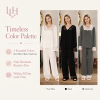 Ensemble de vêtements de nuit pour femmes, personnalisé avec logo de luxe, résistant à la décoloration, teinture réactive, blanc pur, noir, gris foncé, pour la détente et la maison