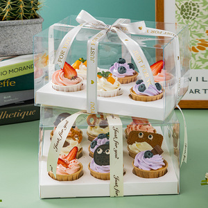 Transparent Cupcake Packaging Box Dessert Plastic Box 2/4/6/12 Muffin Cup Baking Dessert Blister Packaging Boxes