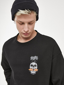 Imperio 100% cotone oversize da uomo Stay vacanza t-shirt stampata a manica lunga con motivo - Product Image 2