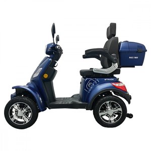 Scooter électrique RACCEWAY STRADA à quatre roues bleu brillant, produit accessible aux personnes handicapées, 1000W, 24km/h, capacité de charge 150kg - Product Image 1