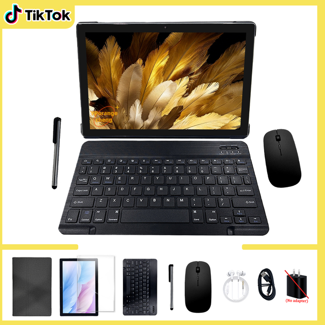 New YPORANGE 10.1" Tablet 2-in-1 Octa Core MTK Android 12 1280x800 IPS 3GB RAM 64GB ROM WiFi 5G GSM USB-C Business Keyboard