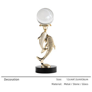Tác phẩm điêu khắc cá bằng kim loại sang trọng sáng tạo để trang trí nội thất khách sạn và phòng, đồ trang trí nhà cửa, đồ trang trí bàn làm việc, quà tặng quả cầu pha lê - Product Image 6