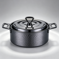 Mini-marmite commerciale 3 plis en acier inoxydable avec couvercle, finition martelée, double poignée, compatible induction, pour shabu-shabu
