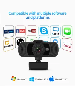 Webcam 2K Full Hd, cubierta para portátil, Stream, Pc, ordenador portátil, Usb 2,0, 1080p, gran oferta