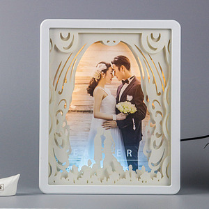 Trang Chủ Giáng Sinh Trang Trí 3D Ánh Sáng Lên Từ Ngữ Đám Cưới Khung Ảnh Kính Nhựa Giấy Chạm Khắc Khung Hộp Bóng - Product Image 3