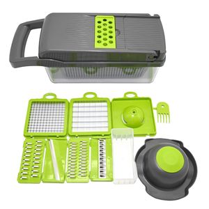 Mandoline de cuisine grise 14-en-1 Etable Slicer Mini Dicer Chopper Cutter pour fruits Etable pour salade d'oignons et de pommes de terre Etable Chopper - Product Image 6