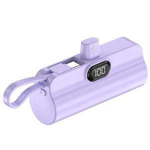 Aanpasbare Mini Display Powerbank 5000mAh Draagbaar Ingebouwde Kabel LED Display Snelladen Type-C voor 10W Snelladen - Product Image 2