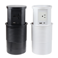 Enchufe Eléctrico Universal Retráctil Fynova con Carga Inalámbrica USB A&C, Torre de Alimentación para Cocina con 5 Tomas de Corriente, 15A, Plástico, Enchufe Estadounidense y Europeo