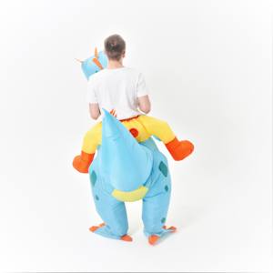 Costume de mascotte de dinosaure bleu gonflable en stock pour adultes, costume de scène de fête de dinosaure à monter, costume en polyester - Product Image 3