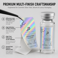 Étiquettes de flacons holographiques dorées avec logo personnalisé, autocollants laser arc-en-ciel imperméables pour flacons de sérum de soin de la peau de 10 ml