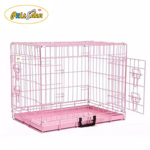 Çift kapı büyük katlanabilir köpek sandık mobilya kapalı Pet kafesleri & evler açık pembe Metal köpek kulübesi - Product Image 3
