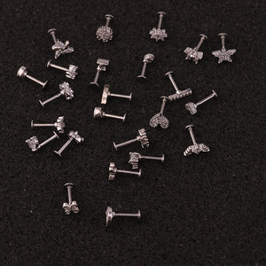Piercing Geometrico 6mm in Acciaio Inossidabile Placcato Oro 18K con Zirconi, Anello Labret a Barra Piatta per Labbra, Orecchio, Daith, Tragus, Helix, Rook - Product Image 3