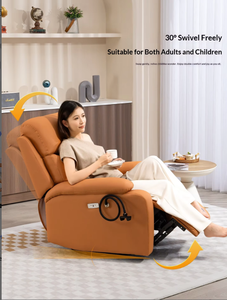 <span class=keywords><strong>Canapé</strong></span> de salon <span class=keywords><strong>électrique</strong></span> moderne une place en cuir véritable, fauteuil inclinable massant et convertible avec rangement - Product Image 4
