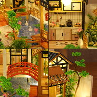 Mini-maison en bois DIY style cour de village chinois, puzzle 3D, modèle de maison miniature, cadeau artisanal de décoration intérieure fait main, vente en gros