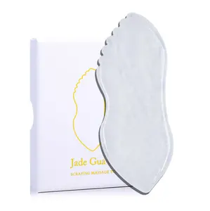 Best Selling Natural Rock Quartz White Jade Stone Guasha Tools Face Gus Sha Beauty Massager Facial Crystal Gua Sha With Teeth