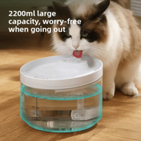 Fontaine à eau intelligente pour animaux de compagnie, en plastique, à circulation d'eau fraîche, distributeur automatique d'eau pour chat, 2,2 L, protection contre la marche à sec, transparente