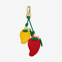 Sac à main portable en cuir PU avec fermeture éclair, motif dessin animé mignon de piment, logo personnalisé, vente en gros, modèle Yanzhi, avec breloque de suspension