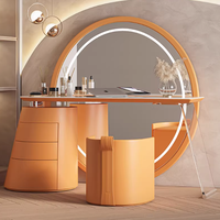 Coiffeuse moderne et simple pour chambre principale, coiffeuse haut de gamme avec miroir intégré et armoire de rangement