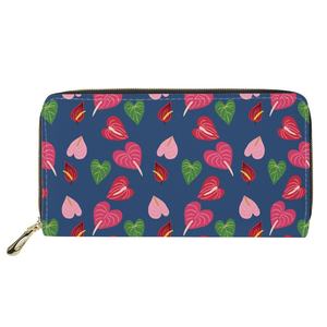 Stampa su richiesta Anthurium di grande capacità impermeabile squisito e durevole personalizzazione Tailflower portafoglio Unisex di fascia alta di moda - Product Image 2