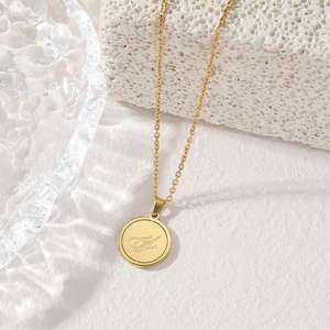 Eid Commemorative <strong>Coin</strong> <strong>Necklace</strong> with Zircon and Link Chain Stainless Steel Islamic Gift Jewelry for Men Women Wholesale - Product Image 3