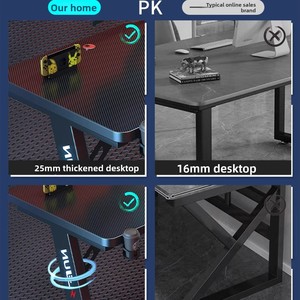 Bureau de jeu en forme de L moderne, best-seller, avec plateau en fibre de carbone et base en métal, conçu pour les joueurs et l'utilisation sur PC - Product Image 4