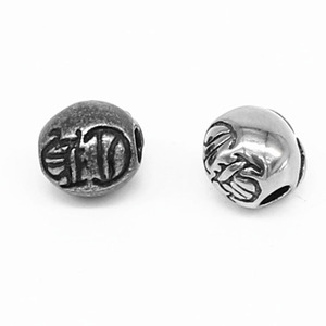yunnique Stainless Steel Retro Six Syllable Mantra Beads Round <b>Spacer</b> For Bracelet Making Jewelry Findings 6mm - Product Image 1