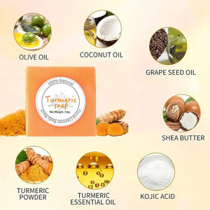 Jabón de <span class=keywords><strong>Aceite</strong></span> Esencial de Cúrcuma y Saponina, Jabón de Cúrcuma y Limón, Jabón <span class=keywords><strong>Artesanal</strong></span> para Hidratar y Humectar la Piel - Product Image 4