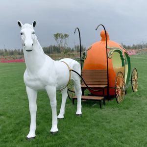 عربة سندريلا الكبيرة المصنوعة من الألياف الزجاجية، تمثال عربة ملكية فاخرة، زينة للزفاف - Product Image 2