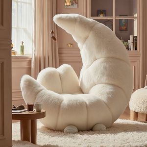 Sillón Puff Moderno de Lujo en Forma de Croissant, de Felpa Suave, Tipo Luna, Cómodo y Estético para el Salón - Product Image 6