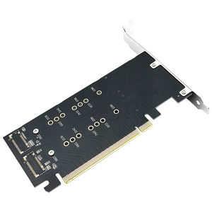 PCI-Express X16 ke <span class=keywords><strong>M</strong></span>.2 Dual-port NVMe SDD adaptor Hard Disk PCIE4.0, kartu ekspansi kecepatan penuh untuk komputer Desktop - Product Image 2