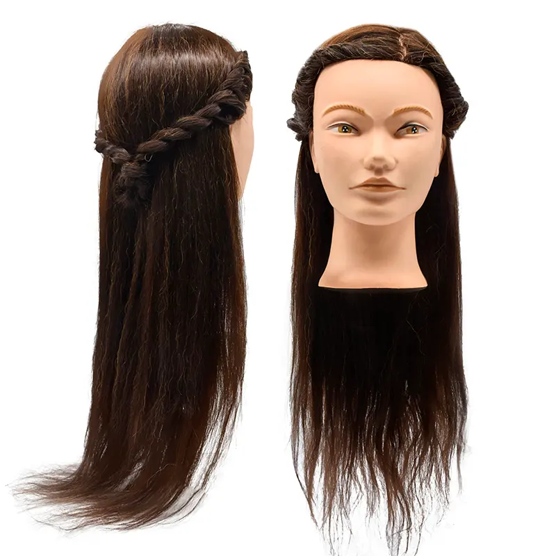 Salon 100% Real Hair Female Mannequin Head Training Head Styling Cosmetology Manikin Head
