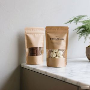 Bolsa de té Oem Odm de calidad alimentaria, bolsa de pie con estampado personalizado, bolsa de papel Kraft marrón Ziplock con ventanas - Product Image 6