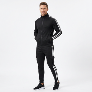 Survêtements slim pour hommes avec logo personnalisé, en molleton technique avec poches latérales, survêtement de jogging en molleton technique, survêtement d'hiver en molleton - Product Image 1