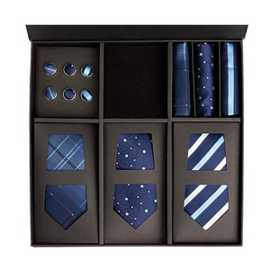 Men Necktie Set Gift Box Fashion Jacquard silk tie and Hanky Set Necktie silk ties