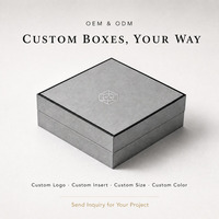Boîte cadeau en carton rigide gris avec couvercle et base, logo personnalisé, estampage à chaud argenté pour emballage de bijoux, vente en gros OEM