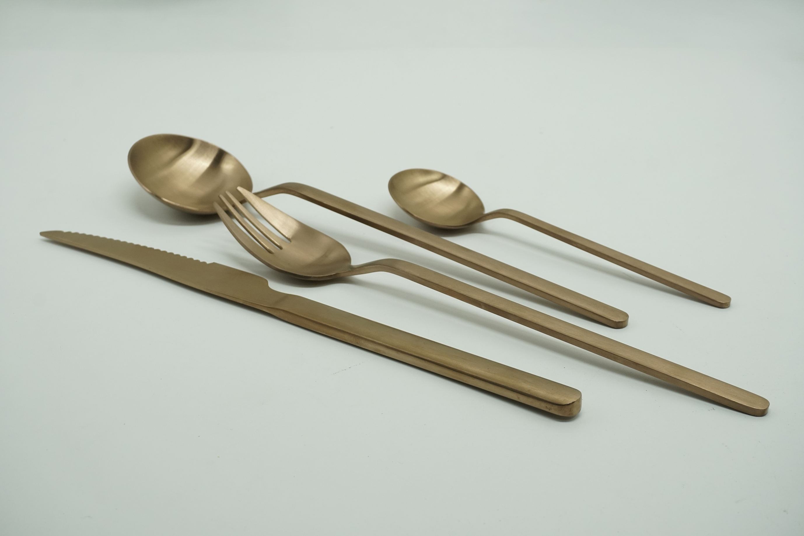 Customized Color Rose Gold Stainless Steel Wedding 4-Piece Cutlery Set Matte Finish Modern Design Custom Logo Spoon Fork Custom · image 2
