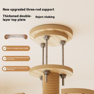 Grosir Tongtian pohon kucing Modern bambu, rangka panjat kayu padat stabil atas bawah gores untuk Natal - Product Image 4