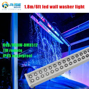 6 pies/1,8 metros al aire libre RGB/RGBW 110V DMX512/RDM Cambio de color de aluminio Túnel de lavado de autos/Tienda de lavado de autos luz LED arandela de pared
