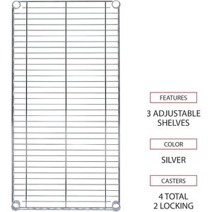 Alera ALEGR363618SR Porte-vêtements à étagères métalliques pour 30 vêtements, 36 po. W X 18 In. D X 75 In. Meuble de rangement mural H en argent - Product Image 6