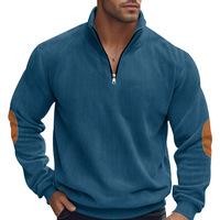 Pull à col montant zippé pour homme, couleur unie, style décontracté vintage, ample, manches longues, respirant, écologique, numérique