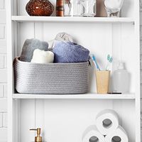 Panier tressé personnalisé à succès avec poignées en PU pour jouets et articles divers – Paniers de rangement en corde de coton pour jouets