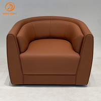 Fauteuil lounge en cuir flanelle de luxe italien avec fauteuil bleu, design moderne, sol plat pour le salon