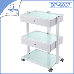 Dongpin Beauty Three Layer Tempered Glass Storage <b>Cart</b> With Wheels For Salon Use - Product Image 5